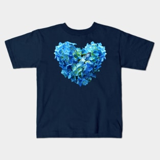 Hydrangeas - Blue Hydrangea Heart Kids T-Shirt